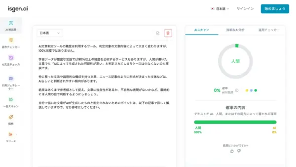 isgen.aiの判定結果