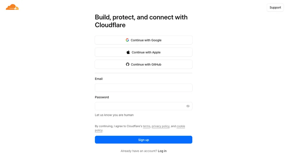Cloudflare Turnstile　アカウント作成画面のスクリーンショット