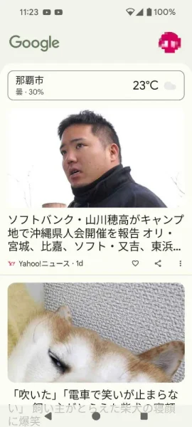 検索窓とコンテンツ - Google Discover