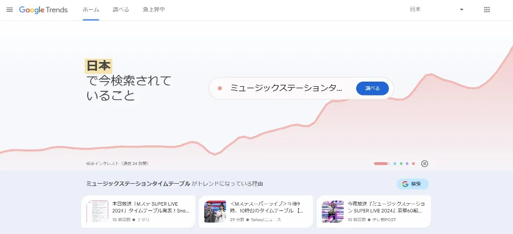 キーワードの人気度や注目度をチェック - Googleトレンド