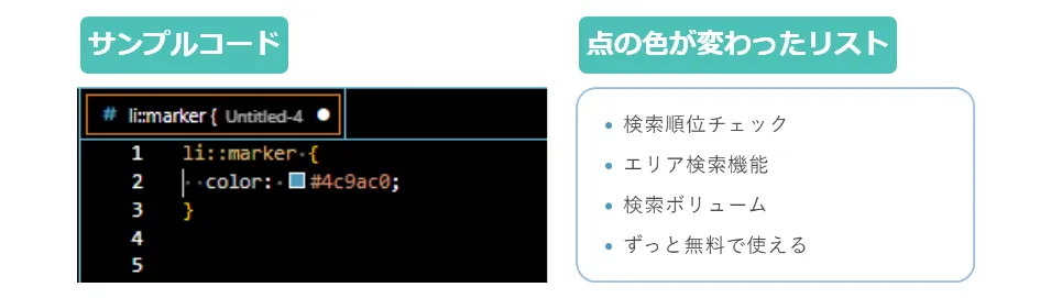 リスト - ::markerの記述例