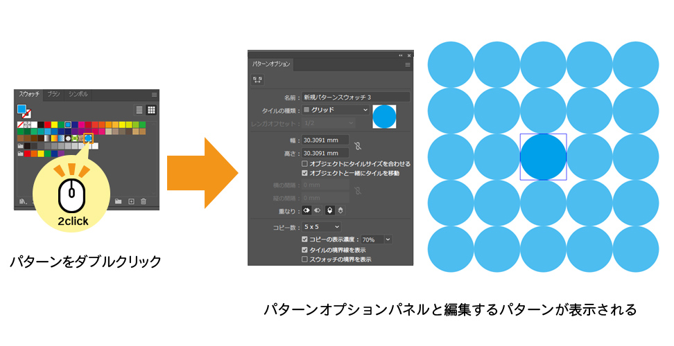 パターンのオプションの開き方