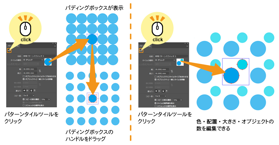 パターンの隙間を調整
