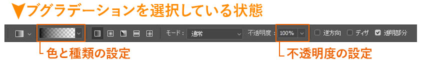 Photoshopオプションバー説明