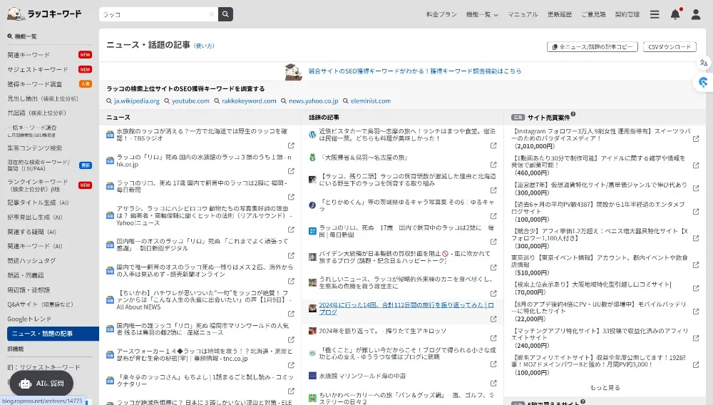 ニュース・話題の記事 調査キーワード「ラッコ」