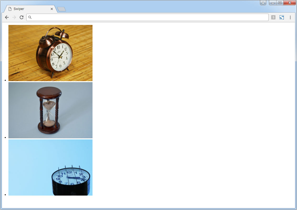 『Swiper』を適用するページのスクリーンショット