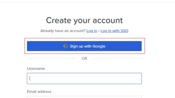 「Sign up with Google」をクリックするとアカウント登録完了