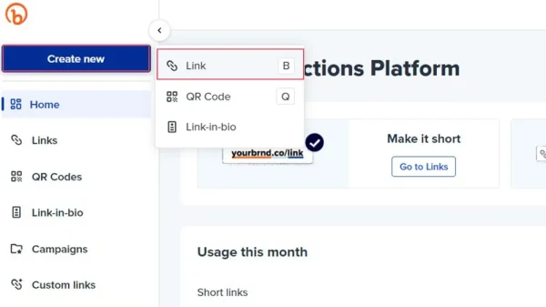 Create new」をクリック後「Link」を選択